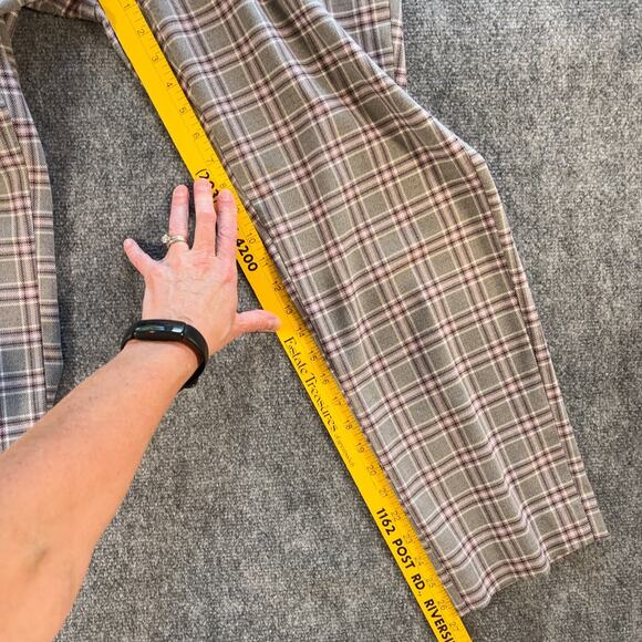 Banana Republic Avery Plaid Pants 8 Gray Red Pink Ankle Mid-Rise Stretch Trouser - Picture 8 of 8